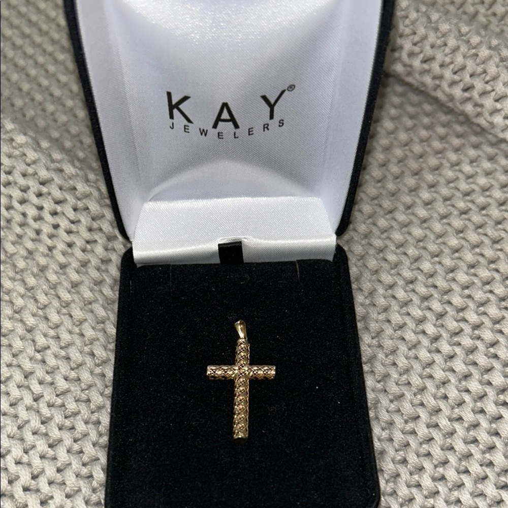 Kay Jewelers Gold Cross Necklace with Pavé Diamonds